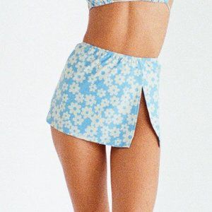 Motel Rocks Retro Daisy Blue Mini Skirt